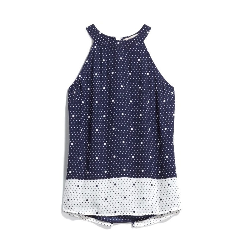 41 Hawthorn Taryn split back halter blouse XL Stitch Fix navy and white